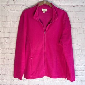 L.L. Bean Women's Bright Pink Fleece‎ Zip Up Jacket Size XL